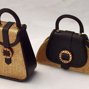 Set of original miniature leather handbags, handmade, 1/12 scale image 5