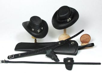 Miniature Cowboys black accessories, 1/12 scale
