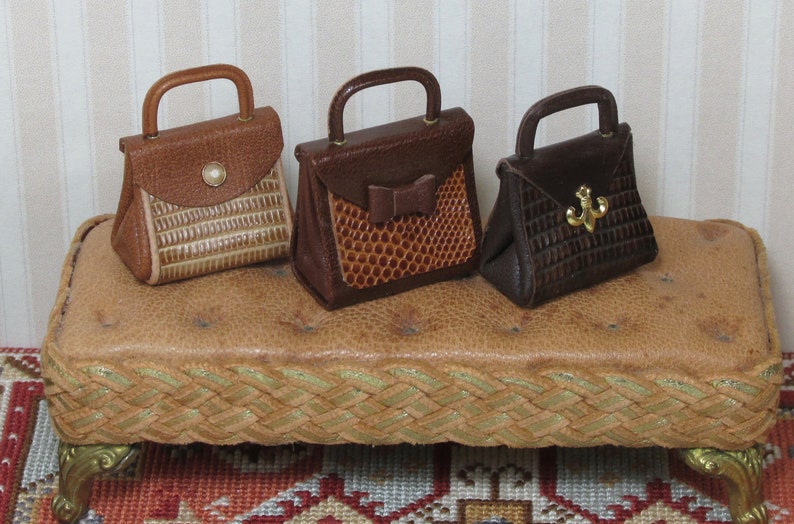 Elegant handbag 1/12 scale leather and reptile | Etsy
