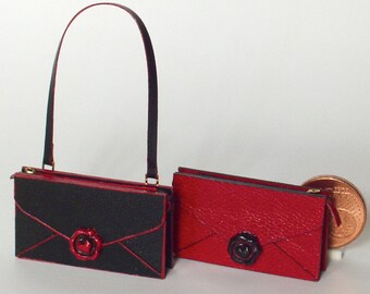 Miniature shoulder bag, with purse and belt, 1/12 scale