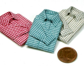Miniature man shirts, various models, folded, 1/12 scale