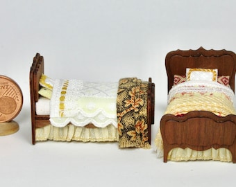 Dressed beds, handmade, 1/48 scale