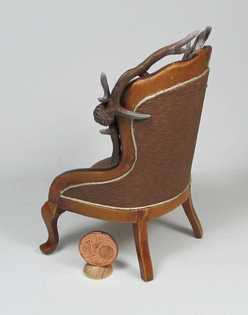 Miniature Upholstered Armchair Decorated With Horns 1/12 Etsy