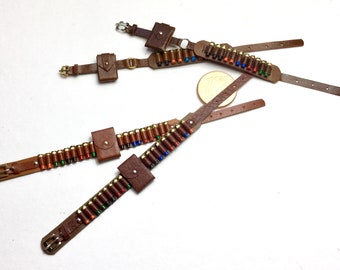 Miniature cartridge belt, leather and brass, scale 1/12