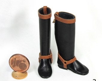Miniature  riding boots, leather, 1/12 scale