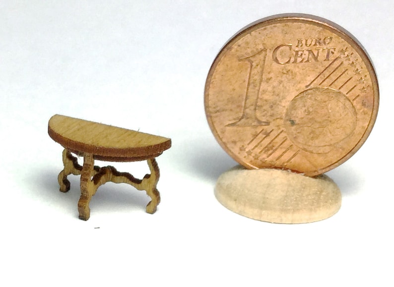 Halfround Table Walnut or Cherry Wood Handmade in 1/144 Etsy