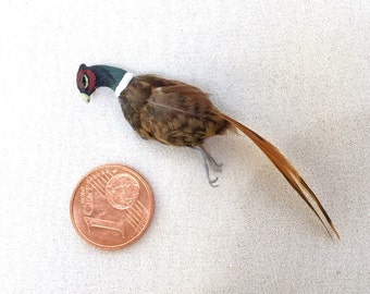 Miniature pheasant, 1/12 scale, in painted resin and feathers