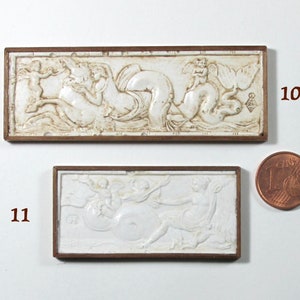 Miniature classical frieze, plaster with walnut frame, 1/12 scale image 7