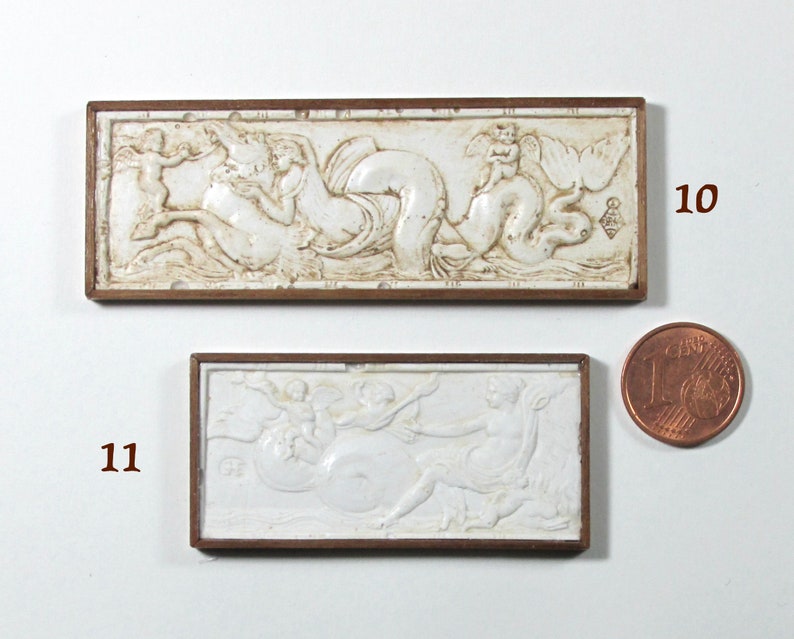 Miniature classical frieze, plaster with walnut frame, 1/12 scale image 7