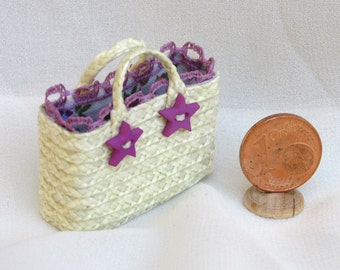 Miniature summer shopping bag, 1/12 scale