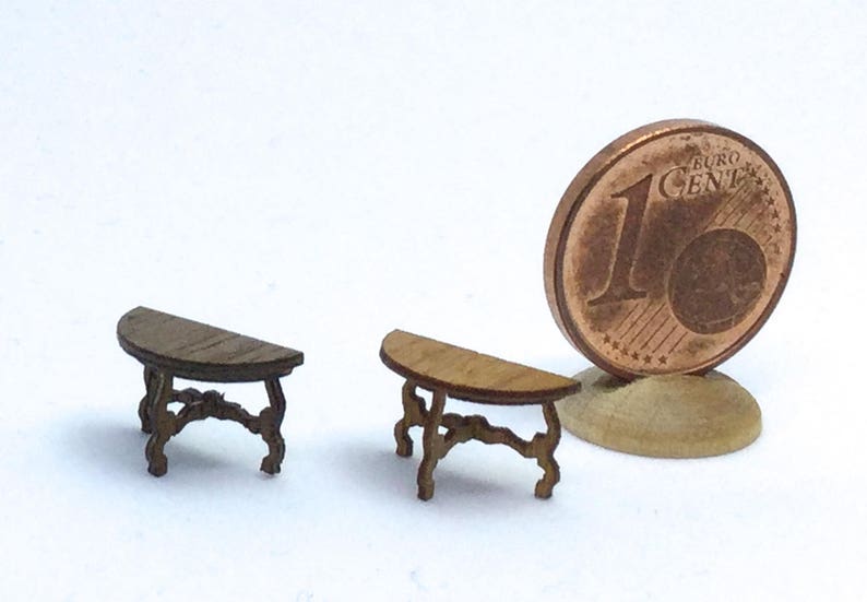 Halfround Table Walnut or Cherry Wood Handmade in 1/144 Etsy