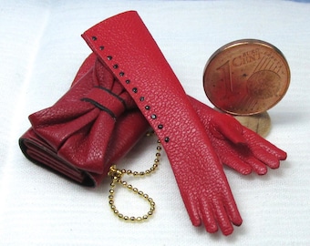 Miniature evening gloves in soft leather, 1/12 scale