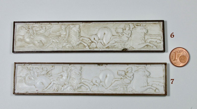 Miniature classical frieze, plaster with walnut frame, 1/12 scale image 5