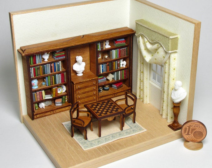 Featured listing image: full bookshelf, 1/48 scale