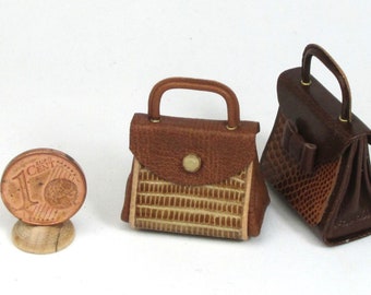 Miniature handbag, 1/12 scale leather and reptile