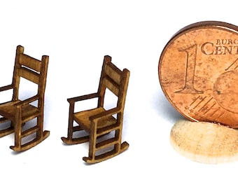 Rocking chair in wood, 1/144 scale