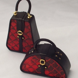 Set of original miniature leather handbags, handmade, 1/12 scale image 1