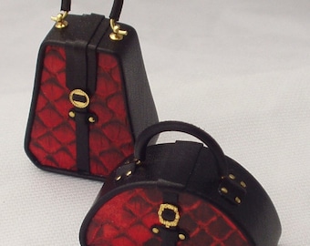 Set of original miniature leather handbags, handmade, 1/12 scale