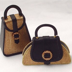 Set of original miniature leather handbags, handmade, 1/12 scale image 3