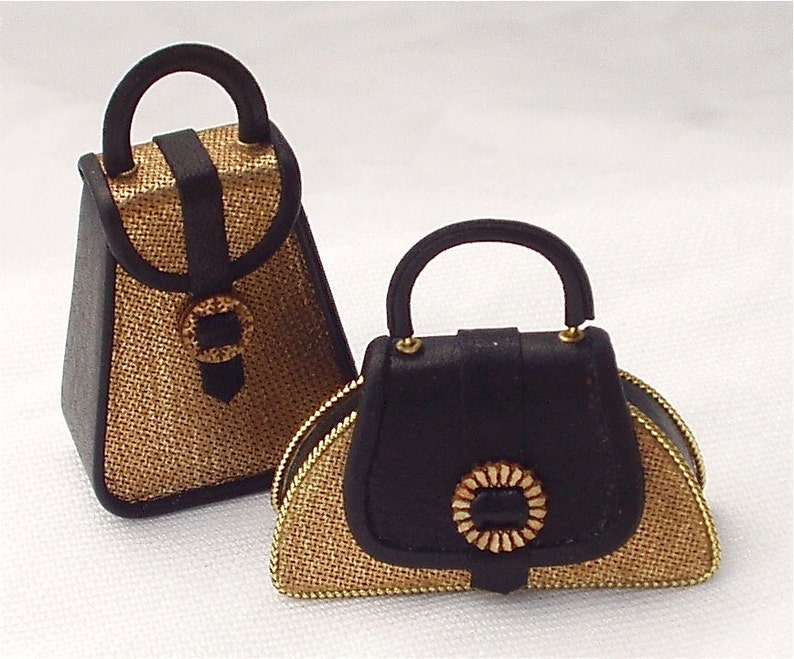 Set of original miniature leather handbags, handmade, 1/12 scale image 3