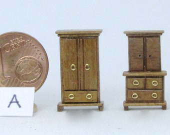 Muebles de estilo victoriano, en madera de nogal, escala 1/144