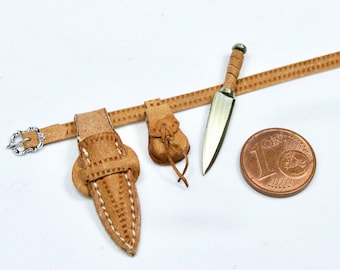Miniature daggers with belt and scabbard, 1/12 scale