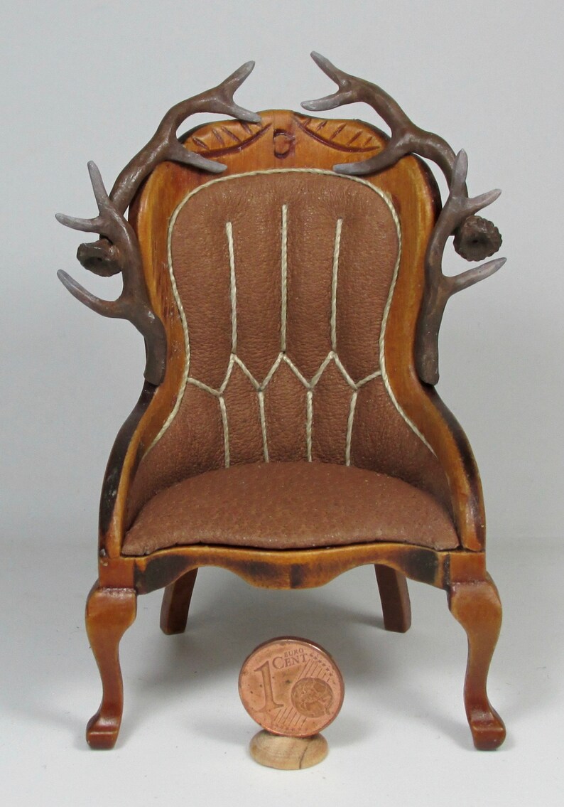 Miniature Upholstered Armchair Decorated With Horns 1/12 Etsy