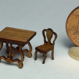 Elegant table with two chairs, hand made, 1/144 scale