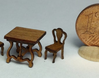 Elegant table with two chairs, hand made, 1/144 scale