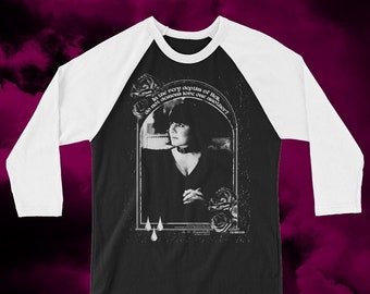 Anne Rice Memorial Raglan Tee, Goth Clothing, Literary Clothing, Literary T-Shirts, Vampire, Bookish, Book Lover Gift, Goth Gifts, Goth Art