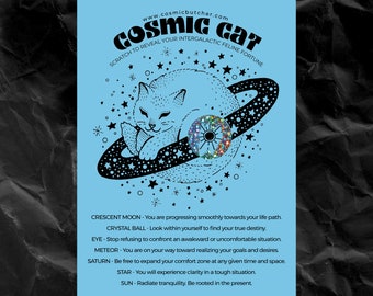 Cosmic Cat V1 Scratch Off Fortune Greeting Card • Fortune Telling Cat Lover Card Cat Gift Witchy Cat Art Celestial Cat Card Stocking Stuffer
