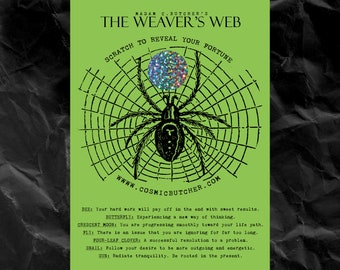 Spider Web Scratch Off Fortune Postcard • Occult Esoteric Witchcraft Divination Spider Card Halloween Spooky Witchy Friend Stocking Stuffers