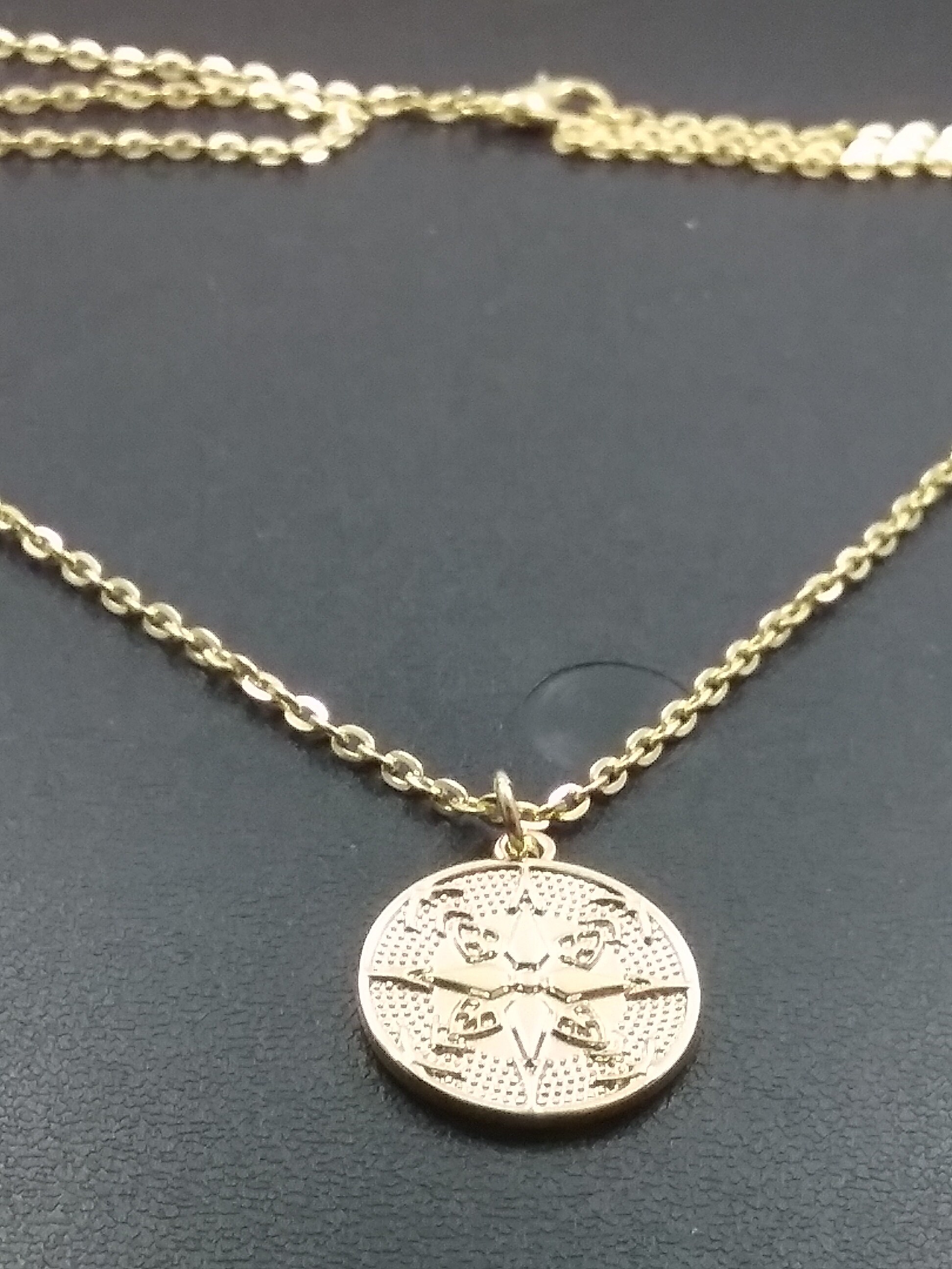 Necklace in 24 Carat Gold plated COMPASS with Deep | Etsy