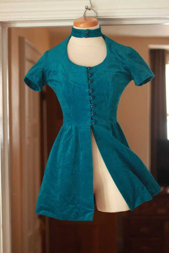Amazing 1970s handmade turquoise velvet waistcoat