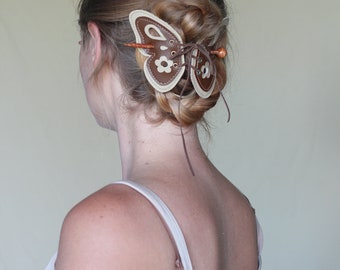 Size large Customizable colors Kyramade Vegan leather Butterfly hair slide