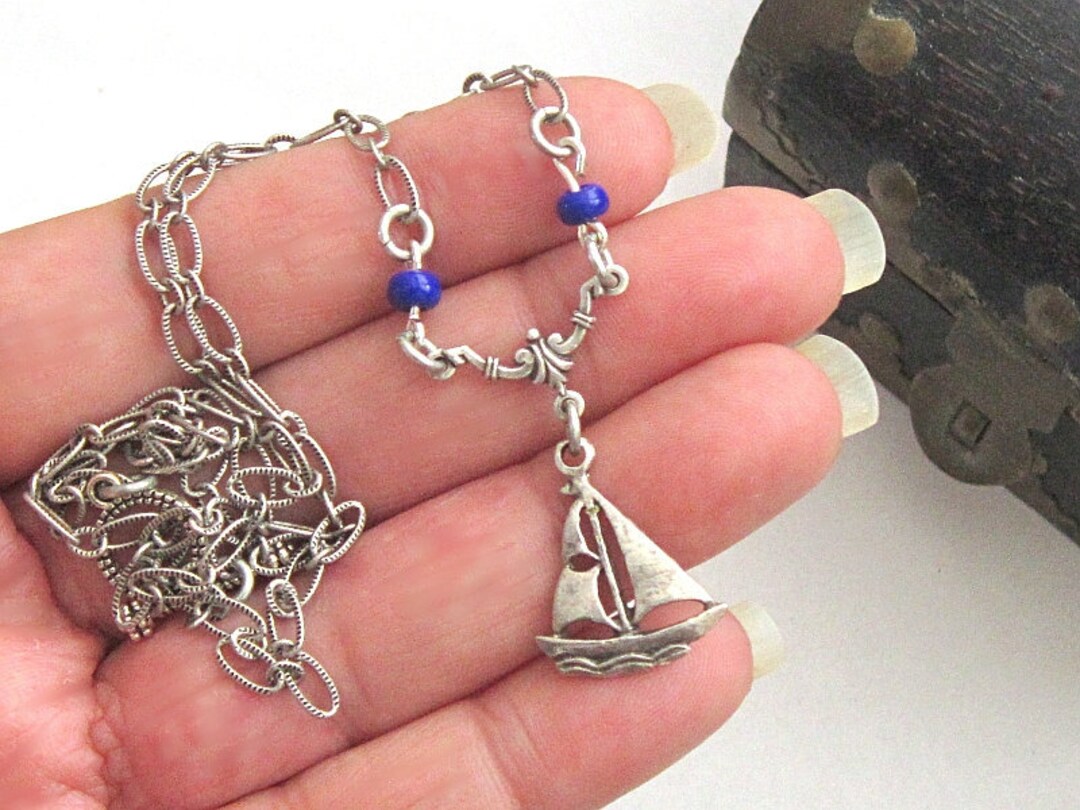Silver Sailing Necklace, Sailing Jewelry, Sailing Gift for Women