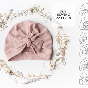 Baby Turban Pattern 6 Styles- Turban PDF Pattern, Turban Sewing Pattern, Easy child turban PDF, Baby Headwrap