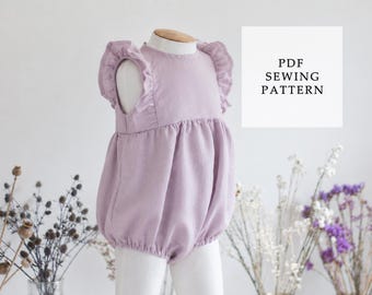 Romper PDF Sewing Pattern, Baby Romper Pattern, toddler playsuit sewing pattern, child romper pattern