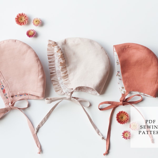 Baby Bonnet Schnittmuster 3 Styles - Häkelanleitung PDF, Häubchen Schnittmuster, Häkelanleitung