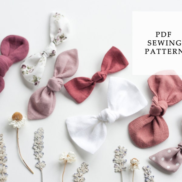 Knotty Hair Bow Patroon - 7 stijlen PDF Baby Bow Patroon, Baby Hoofdband Patroon, Pasgeboren Bow Hoofdband PDF