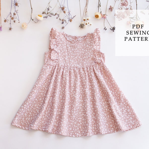 Kinder Kleid PDF Schnittmuster, Baby Kleid Schnittmuster, Kleinkind Kleid, Kinder Kleid Schnittmuster