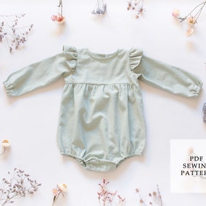 Baby Romper PDF Sewing Pattern, playsuit sewing pattern, child romper pattern, long sleeve romper