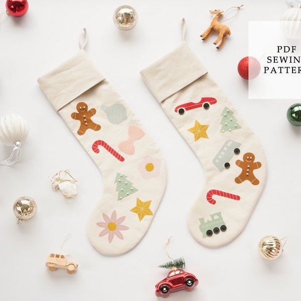 Christmas Stocking Sewing Pattern, Christmas Stocking PDF pattern tutorial