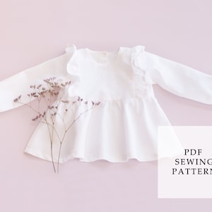 Baby Blouse PDF Sewing Pattern, Baby Top Tutorial, Toddler Blouse PDF, Long Sleeve Top Pattern