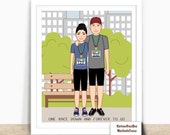 Custom Couple Portrait - Couple Drawing- 1st Anniversary Gift- Paper Anniversary Gift – Personalized Portrait - Gift for Fiance - Printable