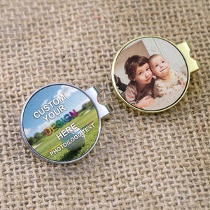 Marqueur de balle de golf photo/logo/texte personnalisé avec clip magnétique pour chapeau, cadeau de garçon d'honneur de golf