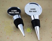 10pcs Bottle Stoppers-Wine Stopper-Silver Wine Bottle Stoppers with a Round Bezel Blanks-Gift for a wine lover-Optional Epoxy Sticker-2 Size