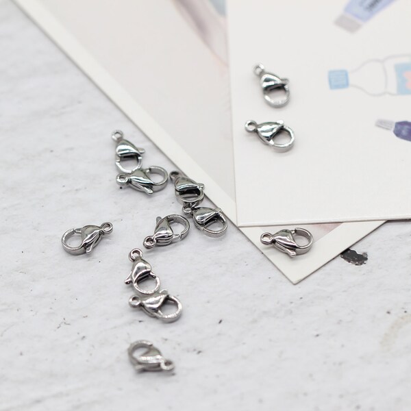 6x12mm Surgical Stainless Steel lobster clasp claw Charm Connector Jewelry Findings Charm Bracelet Making