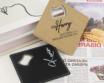 Personalized Bottle Opener-Square Leather Bottle Opener-Wedding Groomsmen Gifts