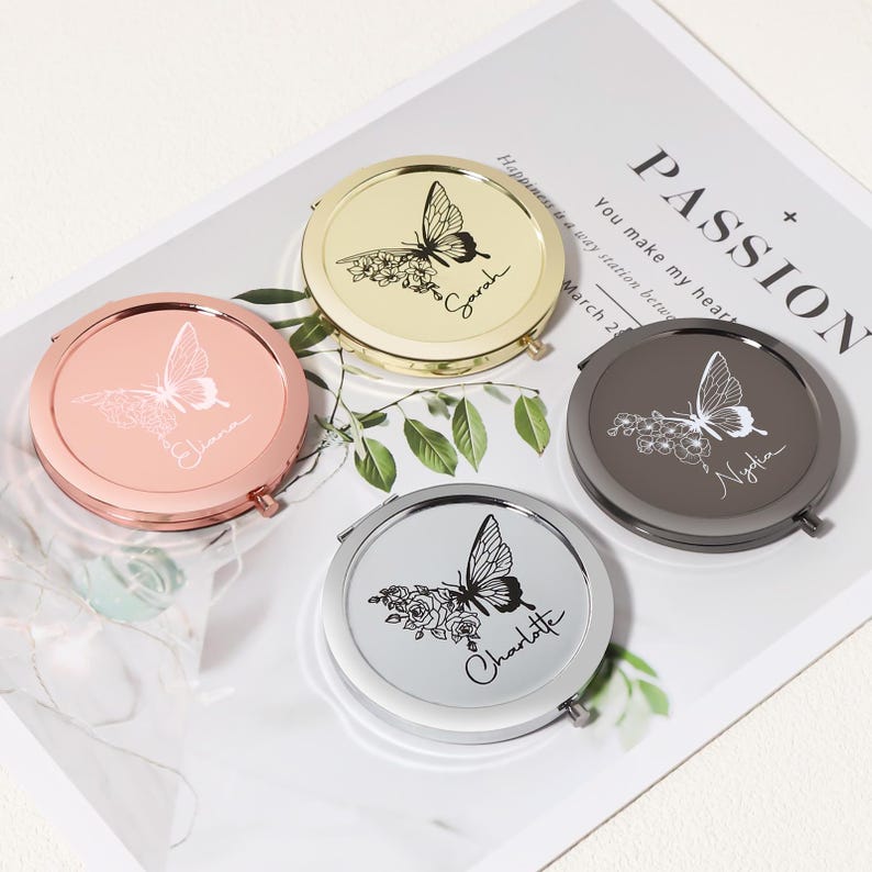 Buy Compact Mirror With Name Butterfly Flower Compact Mirror Pocket